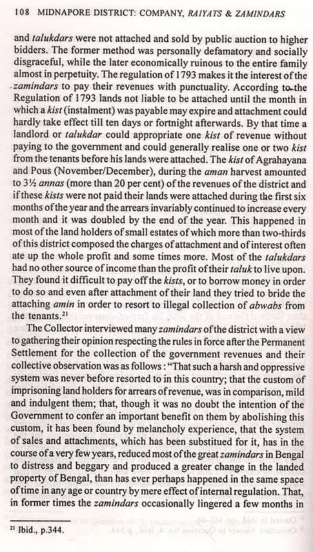 Midnapore District Company, Raiyats and Zamindars 1760-1885 - Retail Maharaj