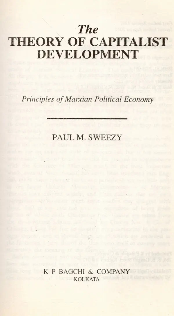 The Theory of Capitalist Development- Principles of Marxian Political Economy