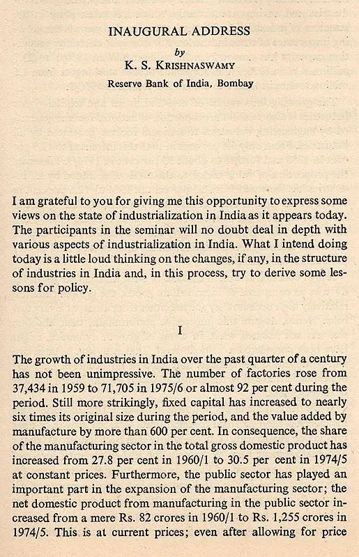 Change and Choice in Indian Industry (An Old and Rare Book)