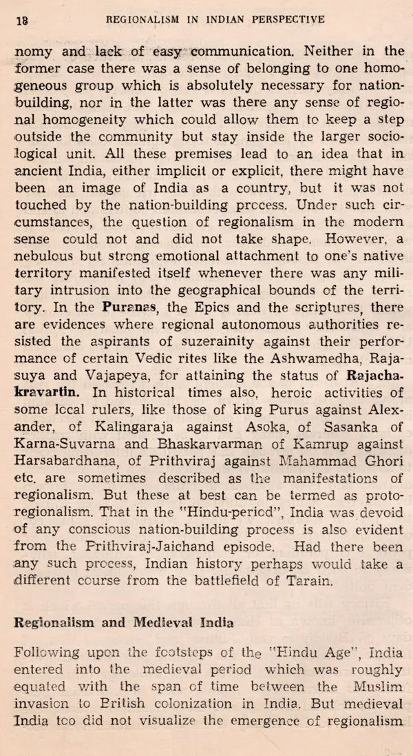 Regionalism in Indian Perspective
