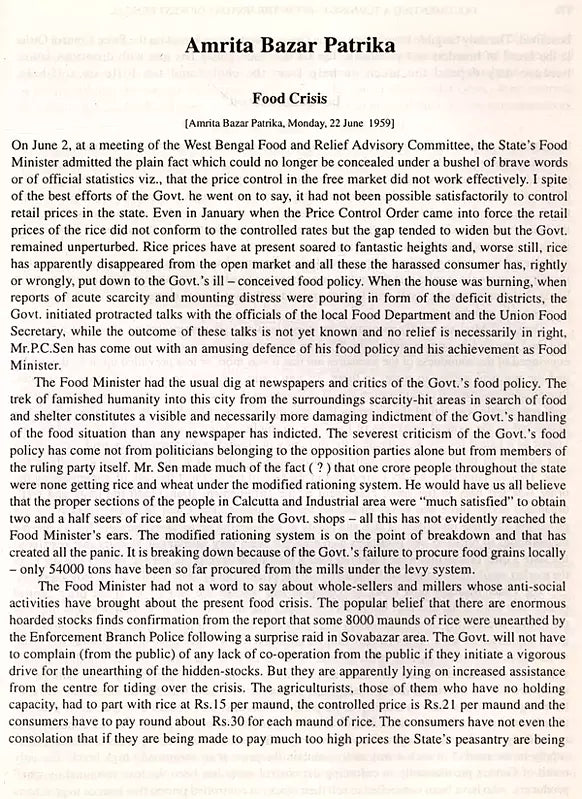 Food Movement of 1959- Documenting a Turning Point in the History of West Bengal (An Old and Rare Book) - Retail Maharaj