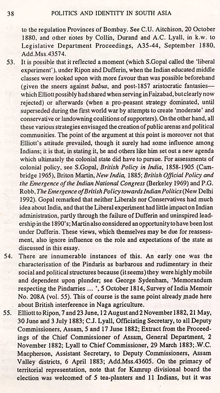 Politics and Identity in South Asia (An Old and Rare Book)