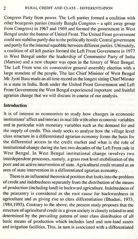 Rural Credit and Class-Differentiation- West Bengal Under Left Interventionist Regime - Retail Maharaj