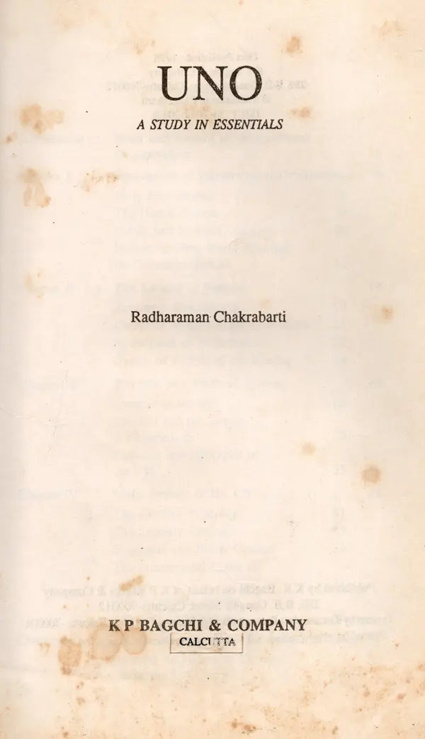 UNO- A Study in Essentials (An Old and Rare Book) - Retail Maharaj