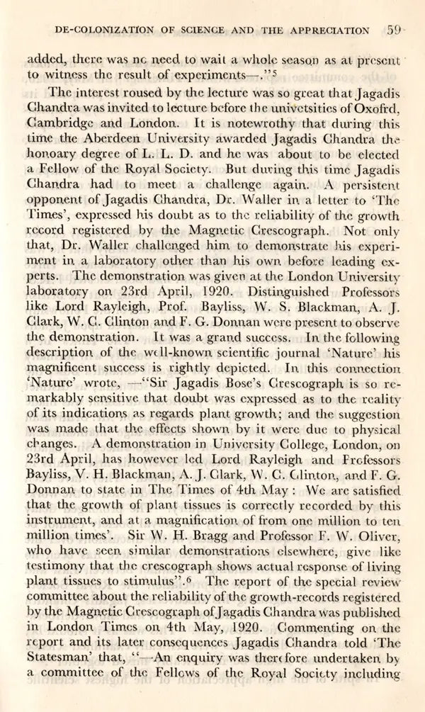 Colonialism Nationalism & Scientism- A Study of Acharya Jagadis Chandra Bose (An Old and Rare Book) - Retail Maharaj