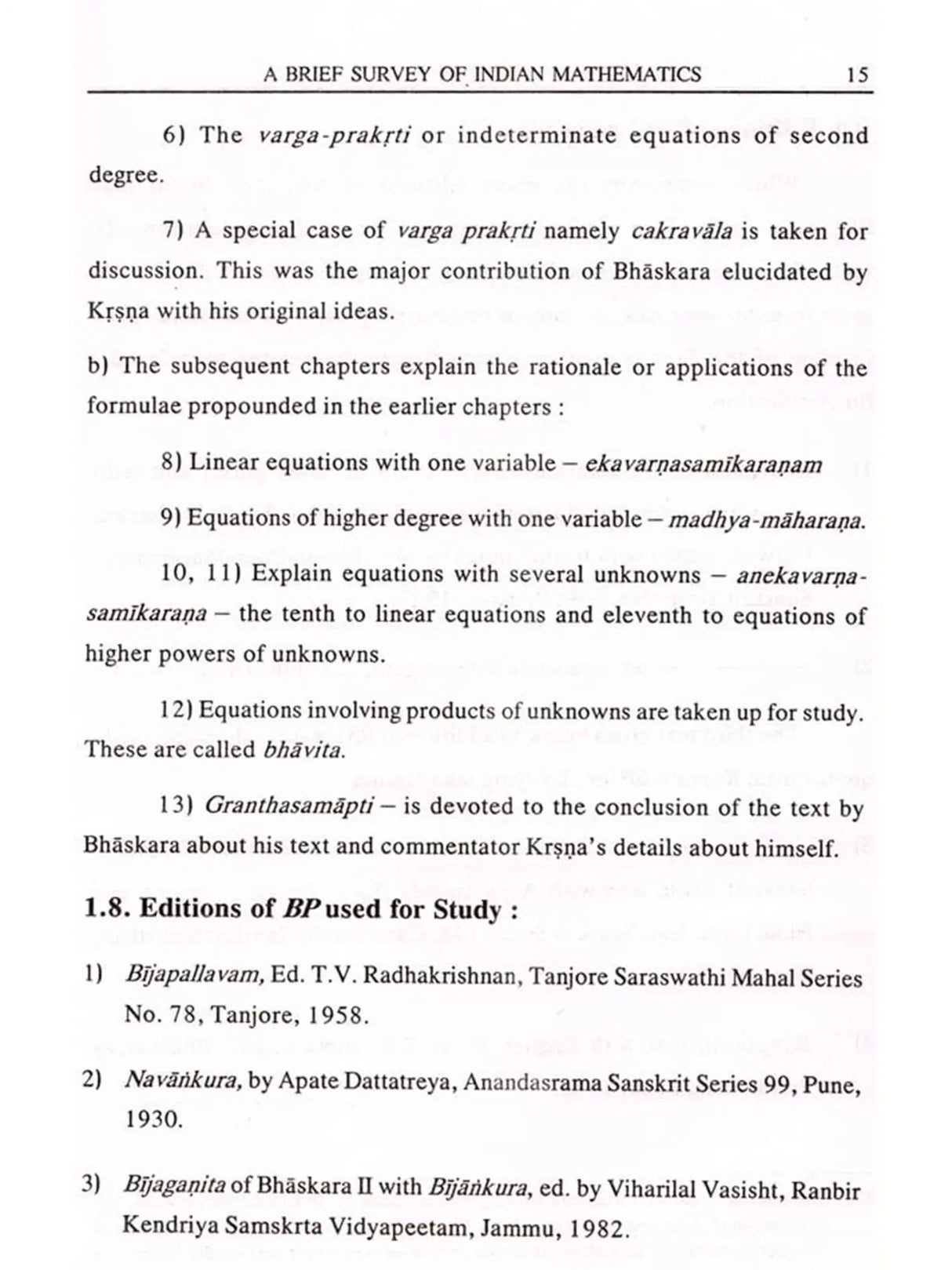Bijapallava of Krsna Daivajna: Algebra in Sixteenth Century India – A Critical Study