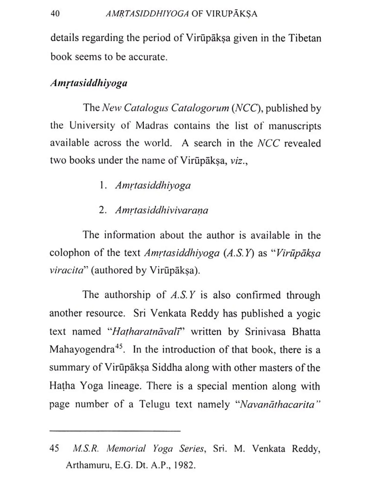 Critical Edition and Study of Amrita Siddhi Yoga of Virupaksa