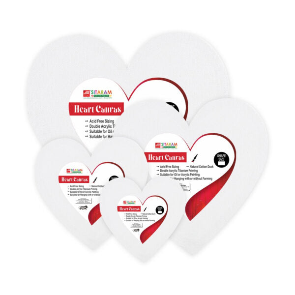 Professional Heart Shaped Stretched Canvas for Acrylic and Oil Painting - Retail Maharaj