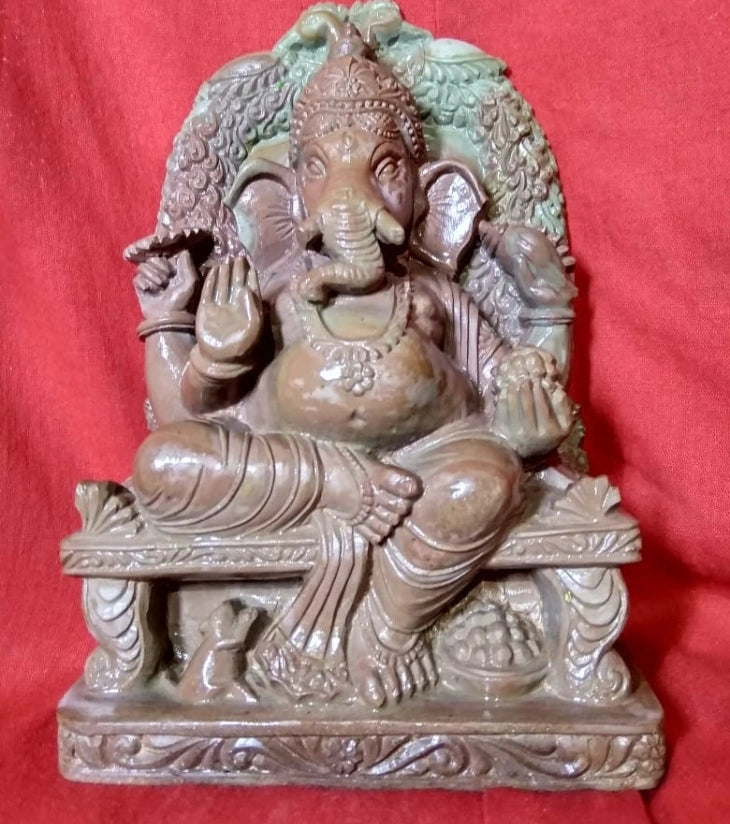 Soapstone Carving – Ganesh on Throne – Handcrafted Divine Art - Retail Maharaj