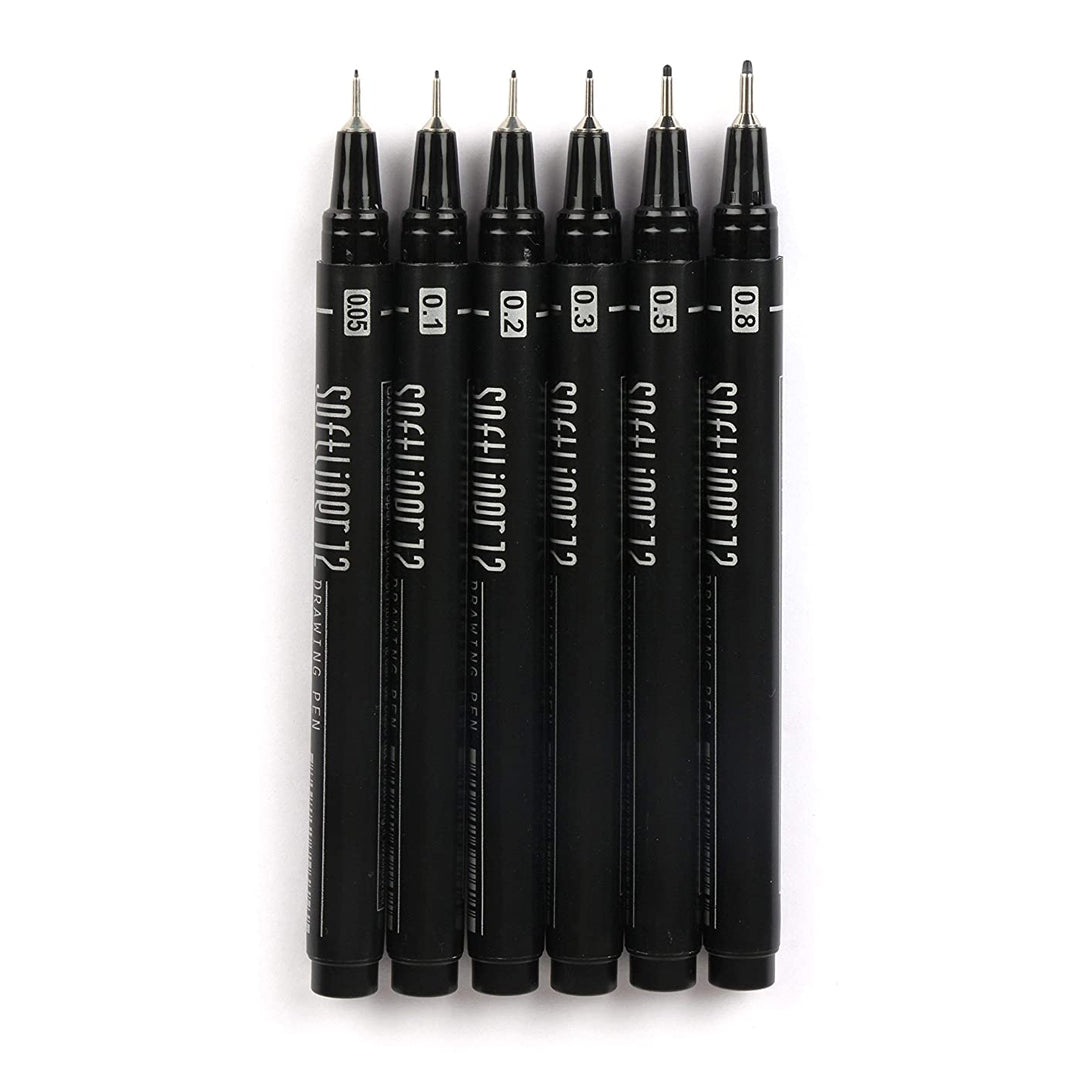 Lineplus Softline Professional Fineliner Drawing Pen Set Black Ink - Retail Maharaj