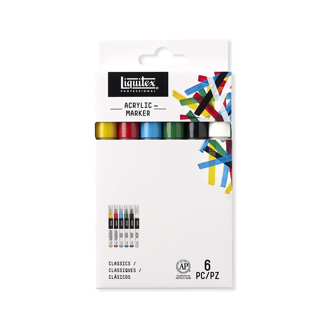 Liquitex Professional Acrylic Marker Sets Artist Grade Acrylic Paint Markers for Fine Art Craft Highlights Vibrant Monochrome Iridescent Colors - Retail Maharaj