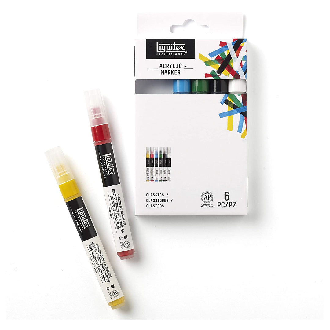 Liquitex Professional Acrylic Marker Sets Artist Grade Acrylic Paint Markers for Fine Art Craft Highlights Vibrant Monochrome Iridescent Colors - Retail Maharaj