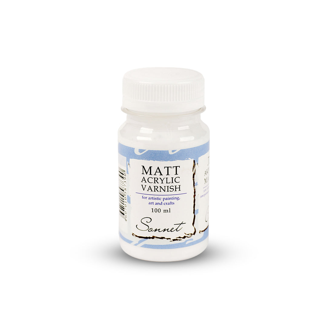 Sonnet Acrylic Matt Varnish 100ml Clear Protective Matte Finish for Acrylic and Tempera Artwork - Retail Maharaj