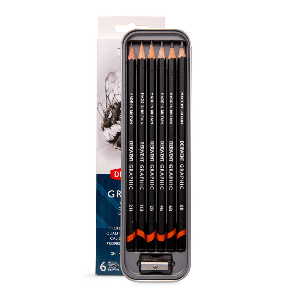 Derwent Graphic Graphite Drawing Pencil Set with Tin for Sketching and Shading - Retail Maharaj