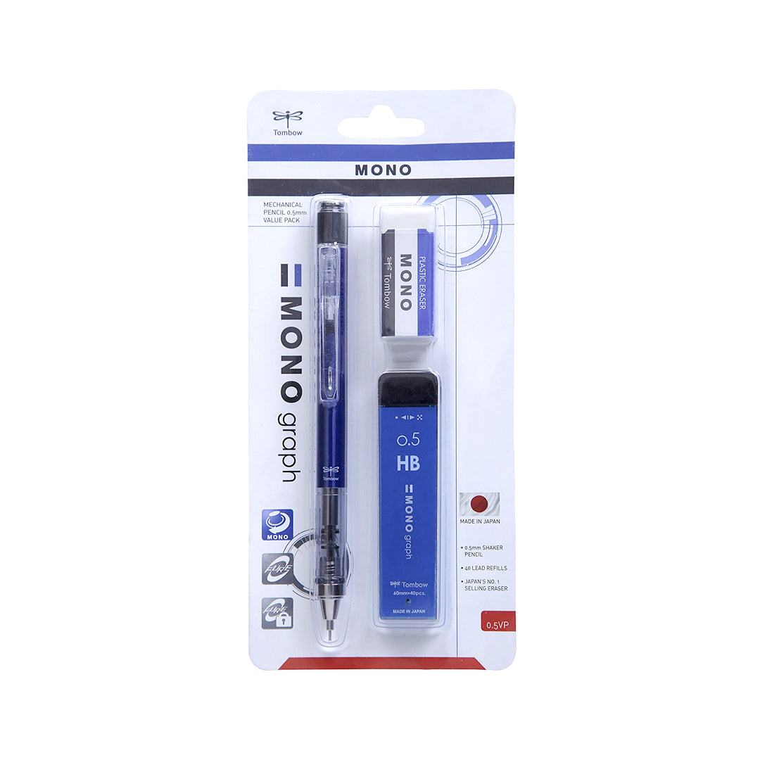 Tombow Mono Graph Mechanical Pencil 0.5mm with Mono Eraser - Retail Maharaj