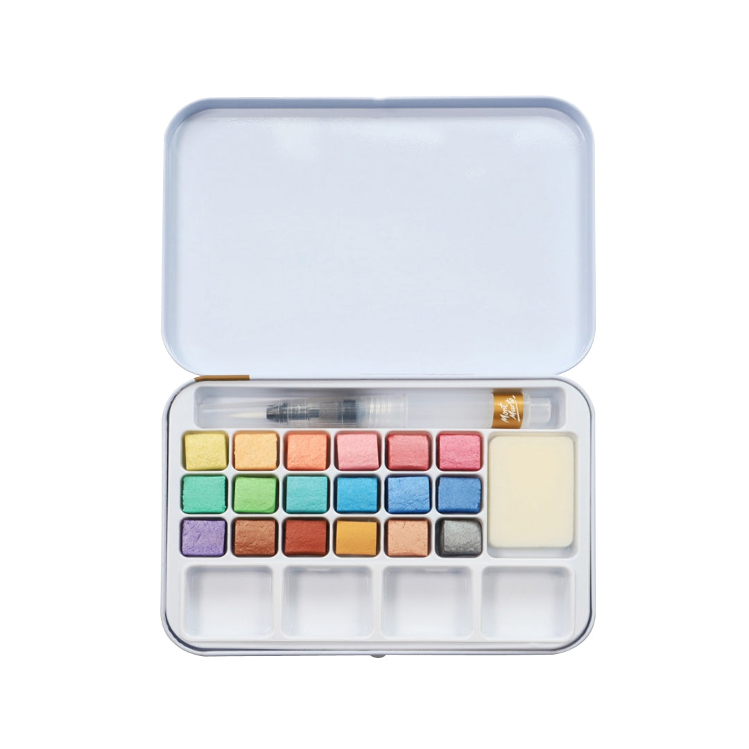 Mont Marte Premium Metallic Watercolour Cake Paint Set with Travel Tin - Retail Maharaj