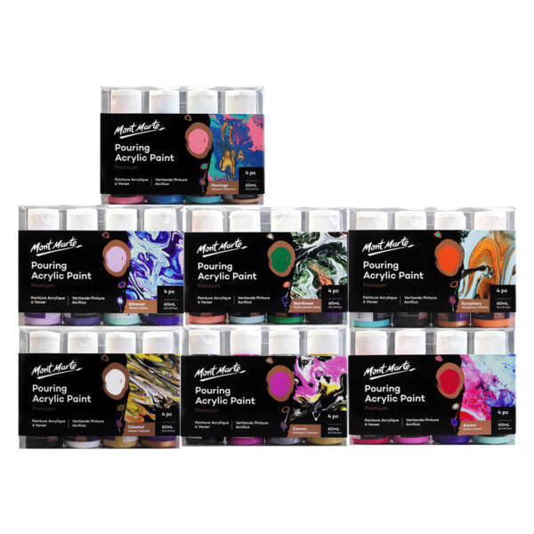 Mont Marte Premium Pouring Acrylic Paint Set 4 Colors Ready to Pour - Retail Maharaj
