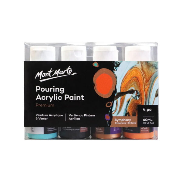 Mont Marte Premium Pouring Acrylic Paint Set 4 Colors Ready to Pour - Retail Maharaj