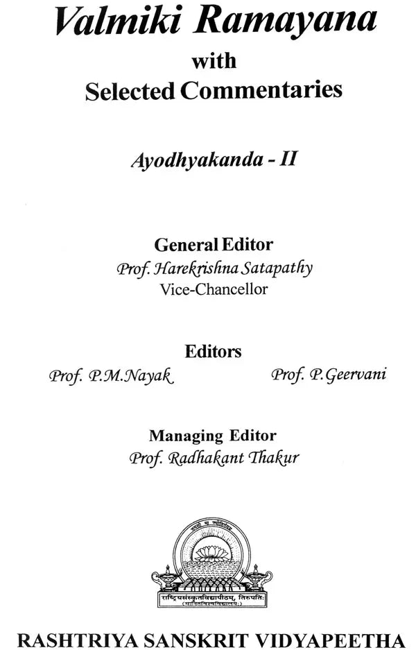 Valmiki Ramayana Ayodhyakanda Volume II With Sanskrit Text Roman Transliteration Word to Word Meaning and English Translation - Retail Maharaj