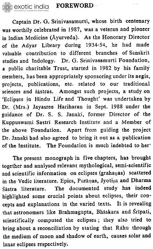 Eclipses in Hindu Life and Thought