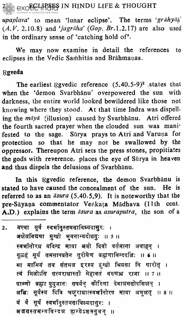 Eclipses in Hindu Life and Thought
