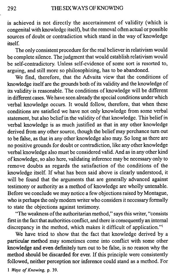The Six Ways of Knowing (A Critical Study of the Advaita Theory of Knowledge)