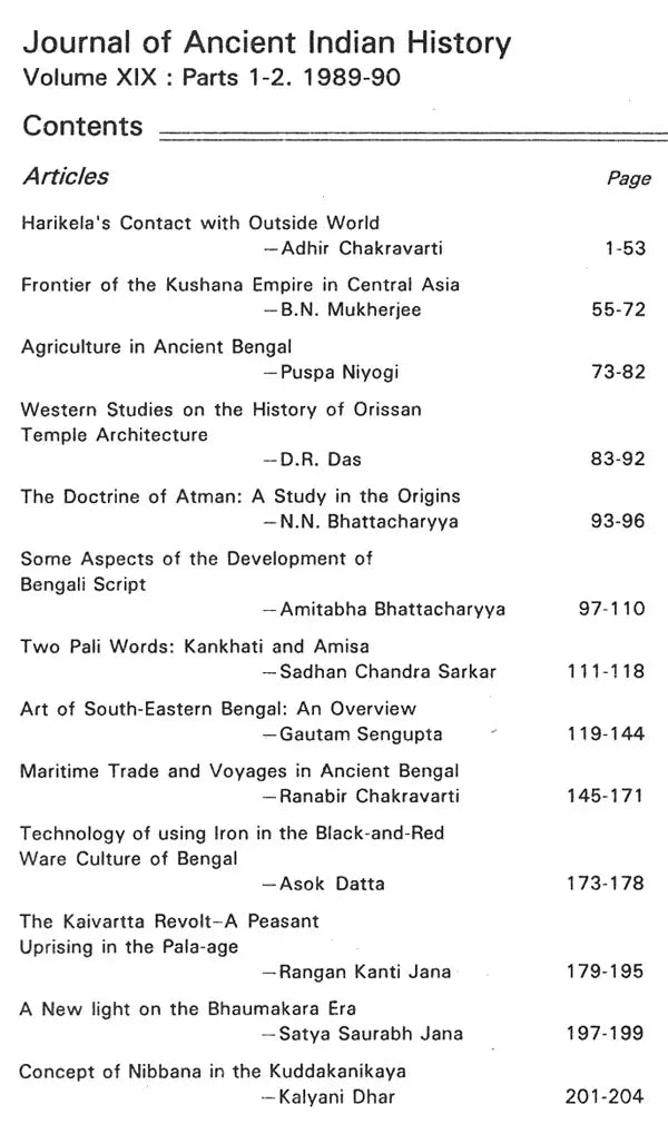 Journal of Ancient Indian History- Volume XIX: Parts 1-2, 1989-90 (An Old Book)