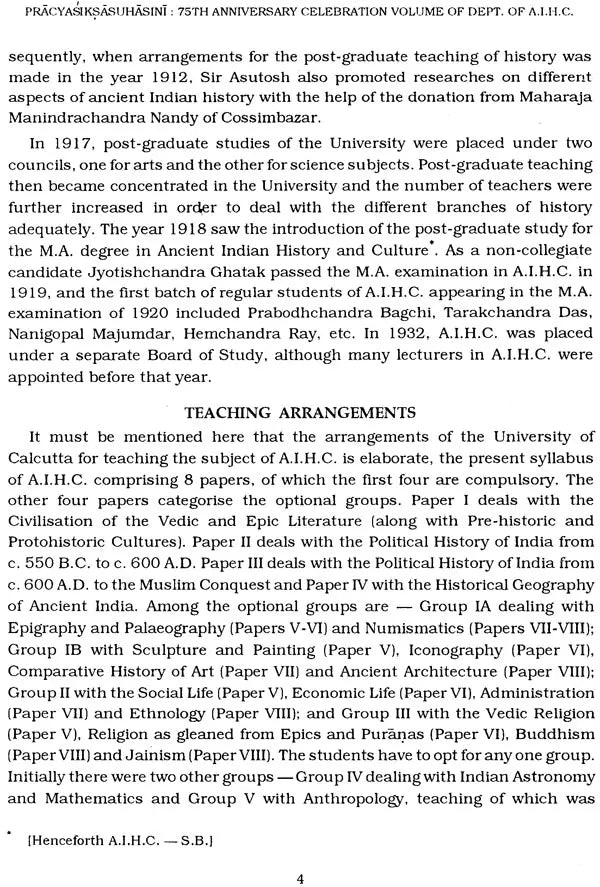 Pracyasiksasuhasini- Seventy-Fifth Anniversary Celebration Volume of The Department of Ancient Indian History and Culture (An Old and Rare Book)