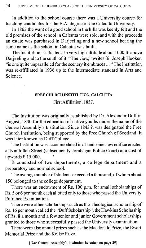 Hundred Years of the University of Calcutta (Supplement 1857-1956)