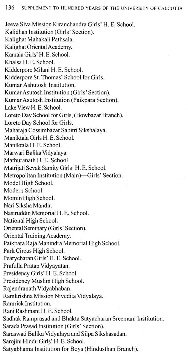 Hundred Years of the University of Calcutta (Supplement 1857-1956)