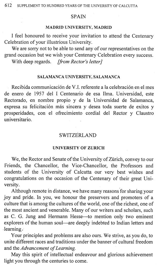 Hundred Years of the University of Calcutta (Supplement 1857-1956)