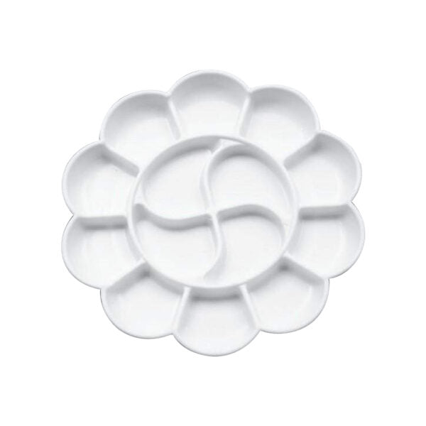 Flower Shaped 14 Paint Wells Plastic Palette - Retail Maharaj