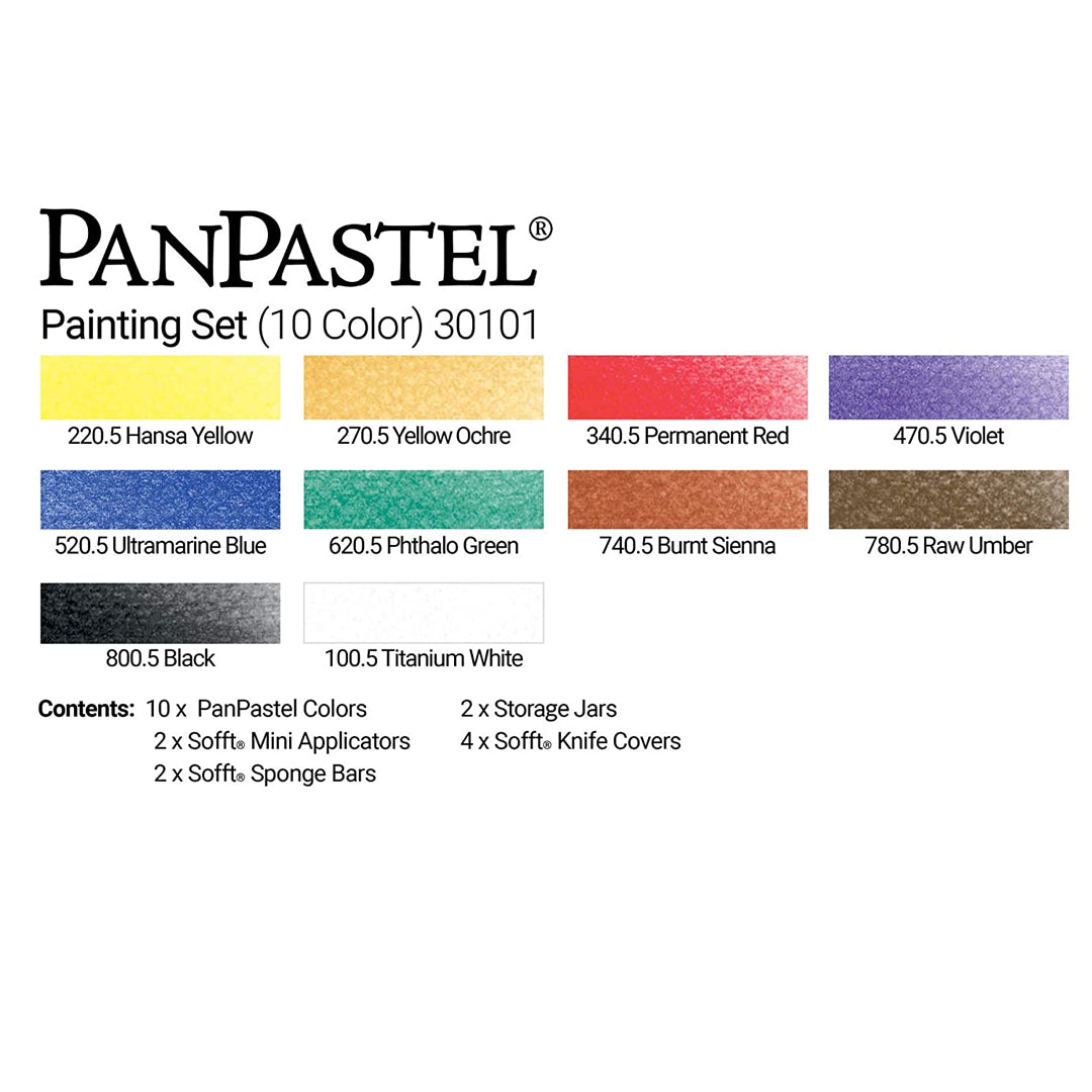 PanPastel Colours Set of 10 (Professional Soft Pastels in Pans) - Retail Maharaj