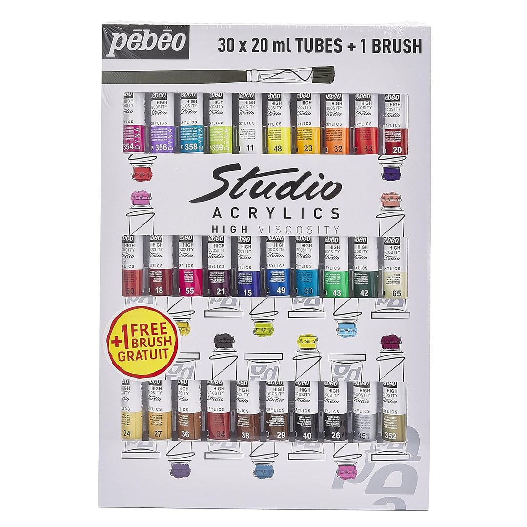 Pebeo Studio Acrylics High Viscosity Sets Thick Satin Finish Artist Acrylic Paint Tubes for Canvas Wood and Mixed Media - Retail Maharaj