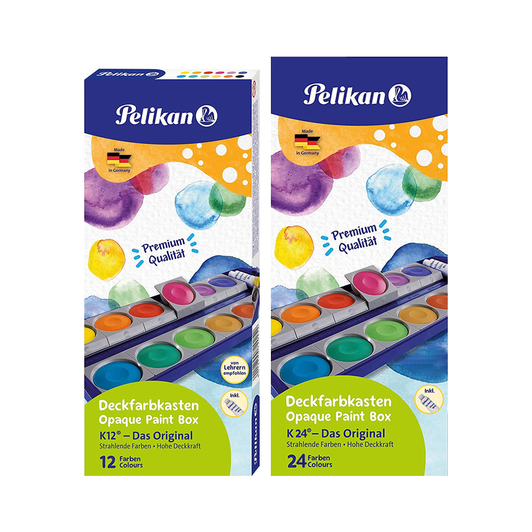 Pelikan Opaque Watercolor Paint Set of 12 & 24 Colors Plus Chinese White Tube - Retail Maharaj