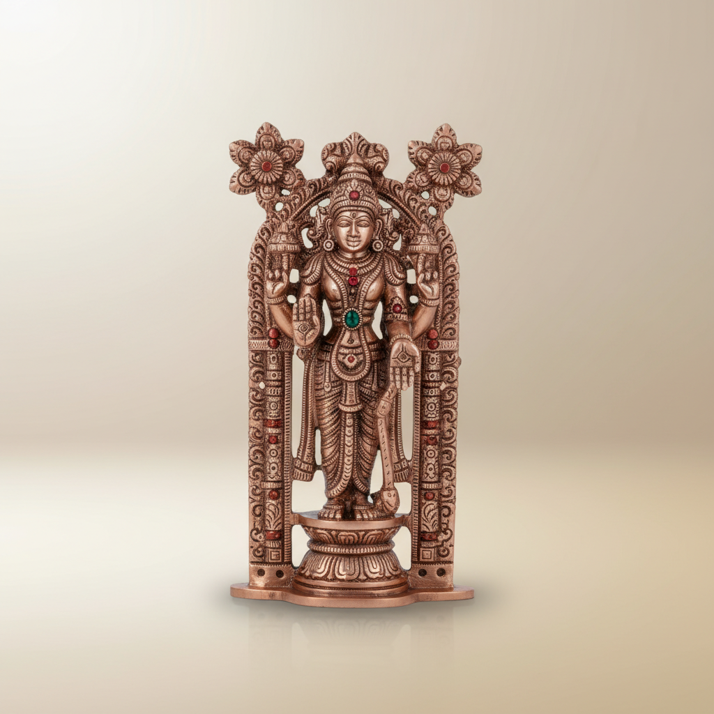 Guruvayurappan Idol – Metal & Antique Copper Polish Guruvayurappan Statue for Table Top (3.75 x 2 Inches) - Retail Maharaj