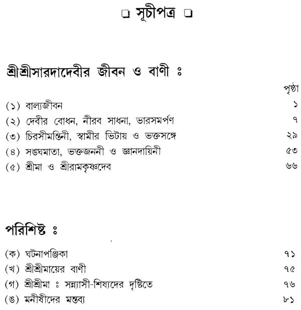 Quiz On Sri Sri Sarada Devi (Bengali)
