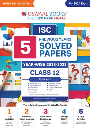 Isc 5 Previous Years Solved Papers Commerce Class -12 - Retail Maharaj