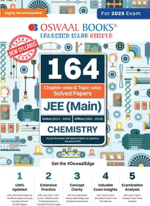 Oswaal 164 Chapter-wise & Topic-wise Solved Papers JEE (Main) 23 Years Question Bank Chemistry Book | For 2025 Exams - Retail Maharaj