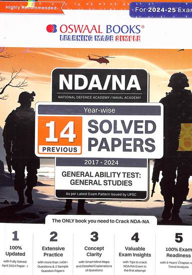 Oswaal Nda Na Yearwise 14 Previous Solved Papers 2017 To 2024 Generalability Test General Studies - Retail Maharaj