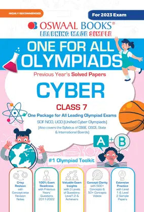 Oswaal One For All Olympiad Previous Years' Solved Papers, Class-7 Cyber Book - Retail Maharaj