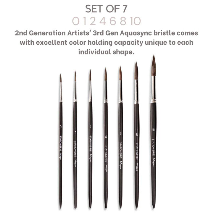 Stationerie Round Brush Set of 7 Velour Mix Media Matte - Retail Maharaj