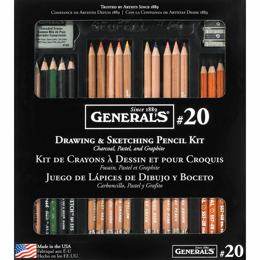 General’s Classic Drawing and Sketching Kit – 22 Piece Artist Set - Retail Maharaj