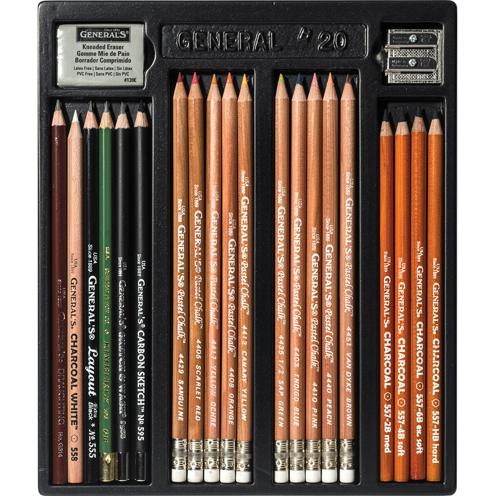 General’s Classic Drawing and Sketching Kit – 22 Piece Artist Set - Retail Maharaj