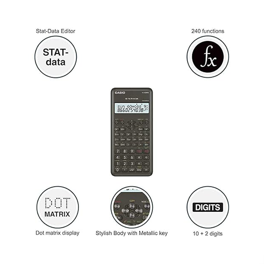 Casio FX-82MS 2nd Gen Non-Programmable Scientific Calculator, 240 Functions and 2-line Display