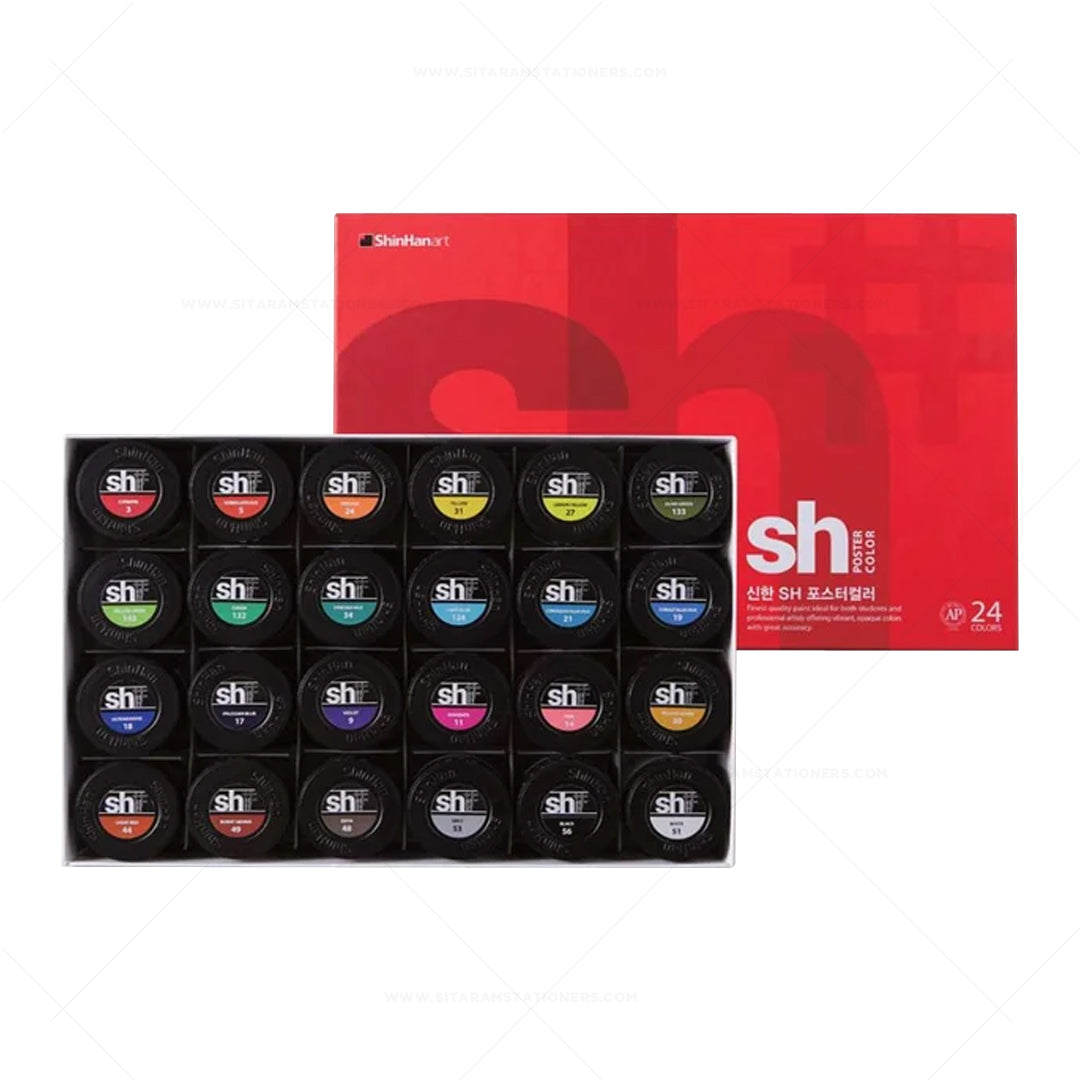 ShinHan Professional Poster Colors Set (12, 18 & 24 Colors) - Retail Maharaj