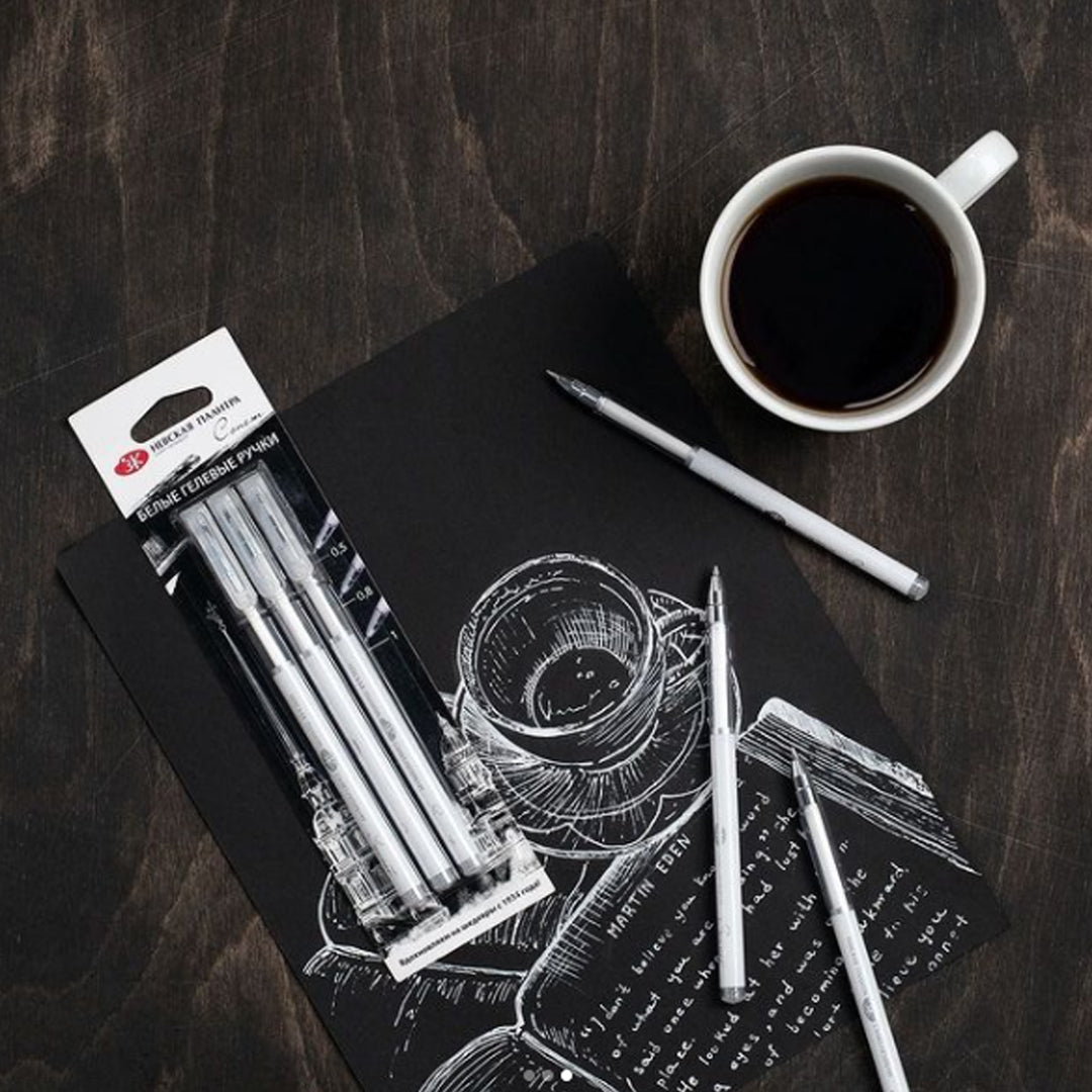 Sonnet White Gel Pens Set for Drawing Lettering and Highlights Pack of Three - Retail Maharaj