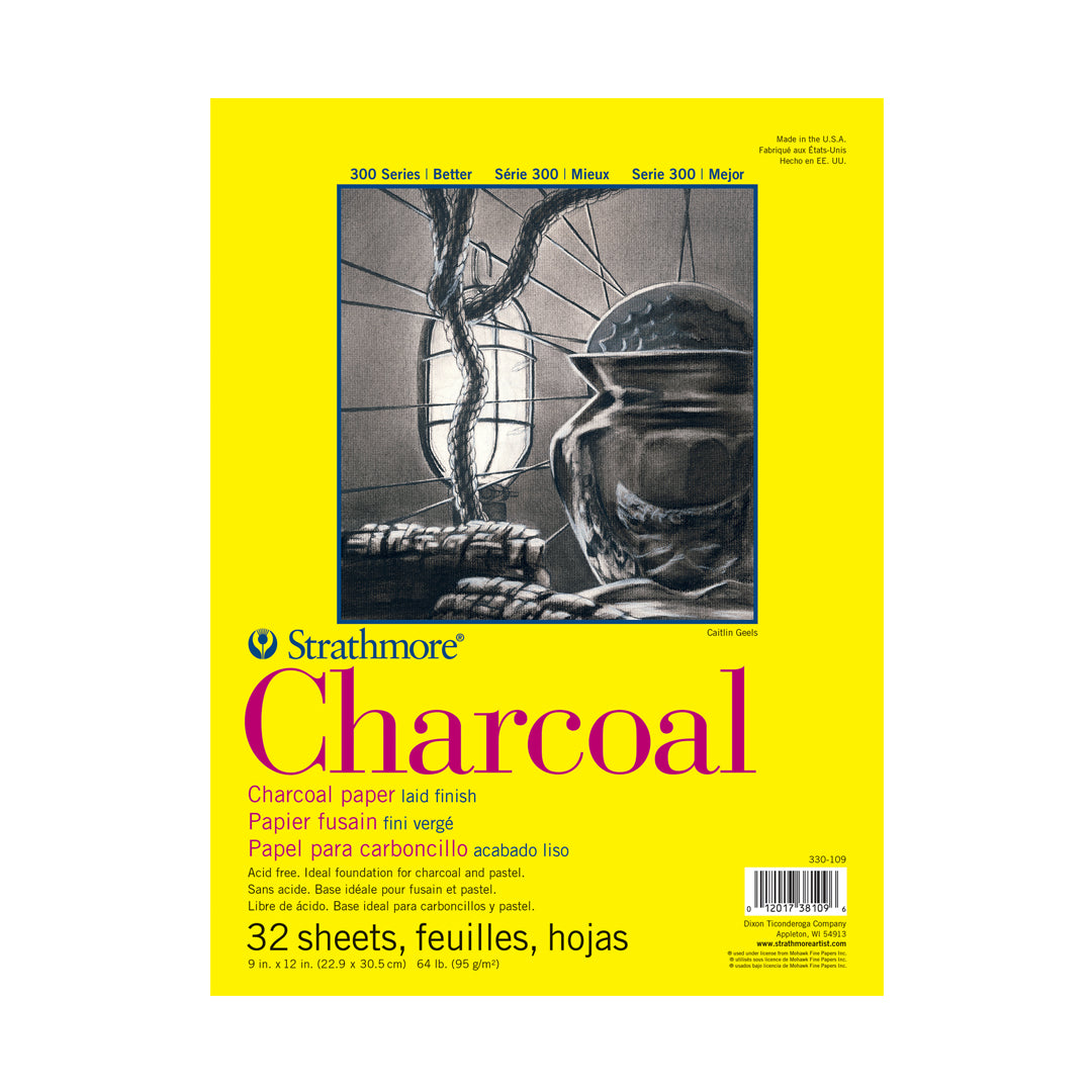 Strathmore 300 Series Charcoal Paper Pad – Natural White Laid Surface - Retail Maharaj