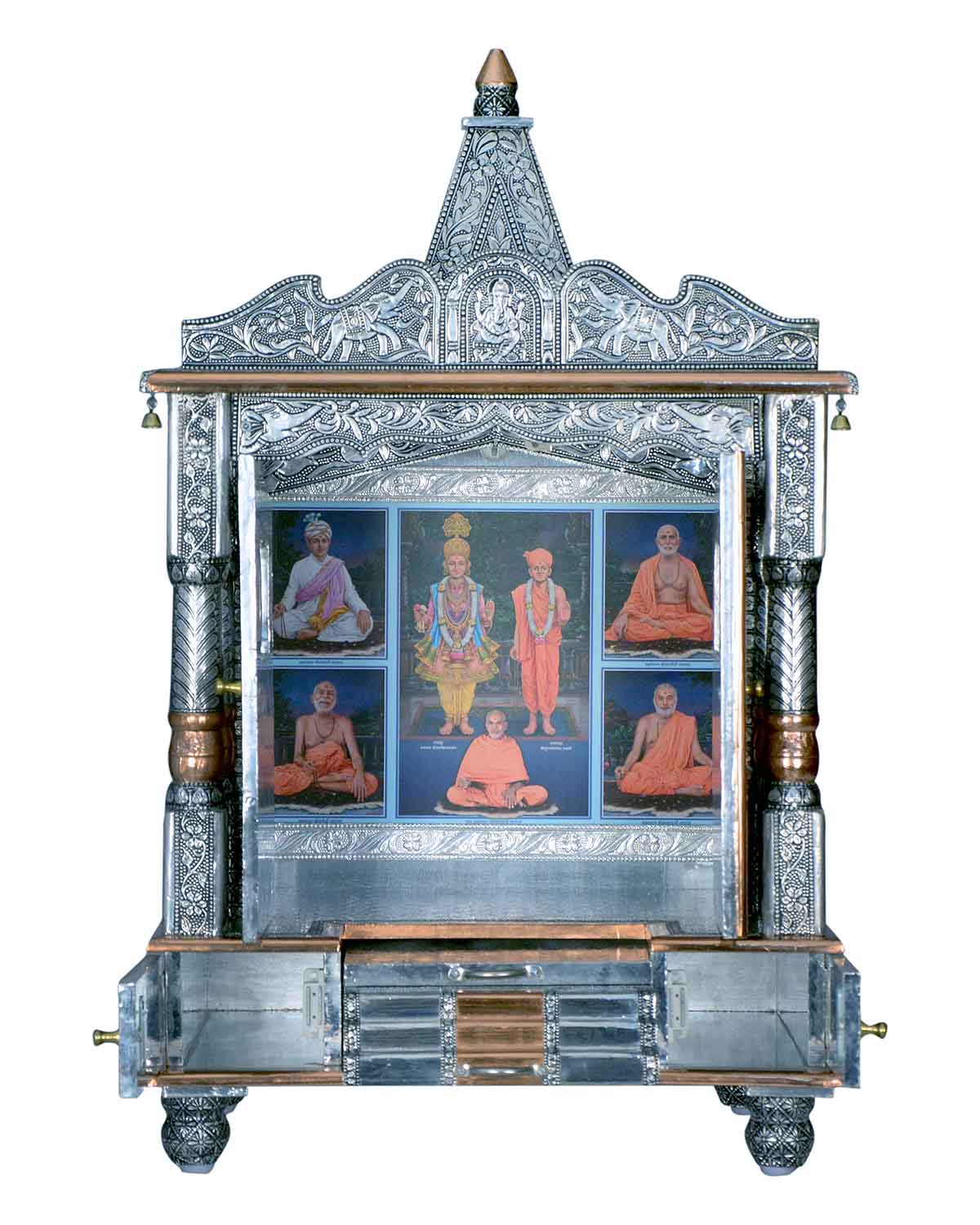 Ghar Mandir - Small Aluminium & Copper Mandir (30" x 18") - Retail Maharaj