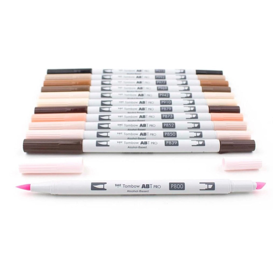 Tombow ABT PRO Alcohol Based Dual Tip Art Markers People Skin Tone Palette Set of 12 - Retail Maharaj